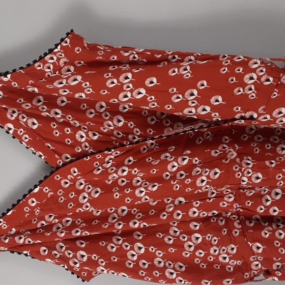 Ann Taylor Loft Orange Rust Floral Spaghetti Strap Romper Shorts - Picture 3 of 10